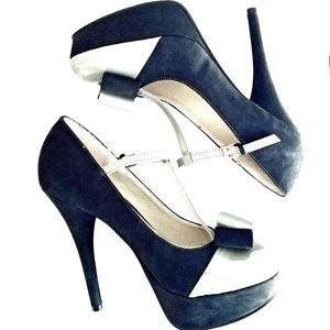 Mary Jane Blue-Grey Suede Platforms